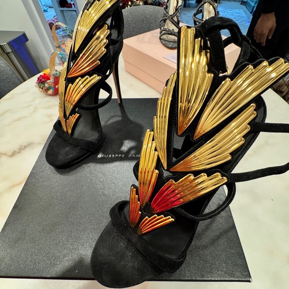 Giuseppe Zanotti Shoes - Giuseppe Zanotti Black Heels with Gold Accents